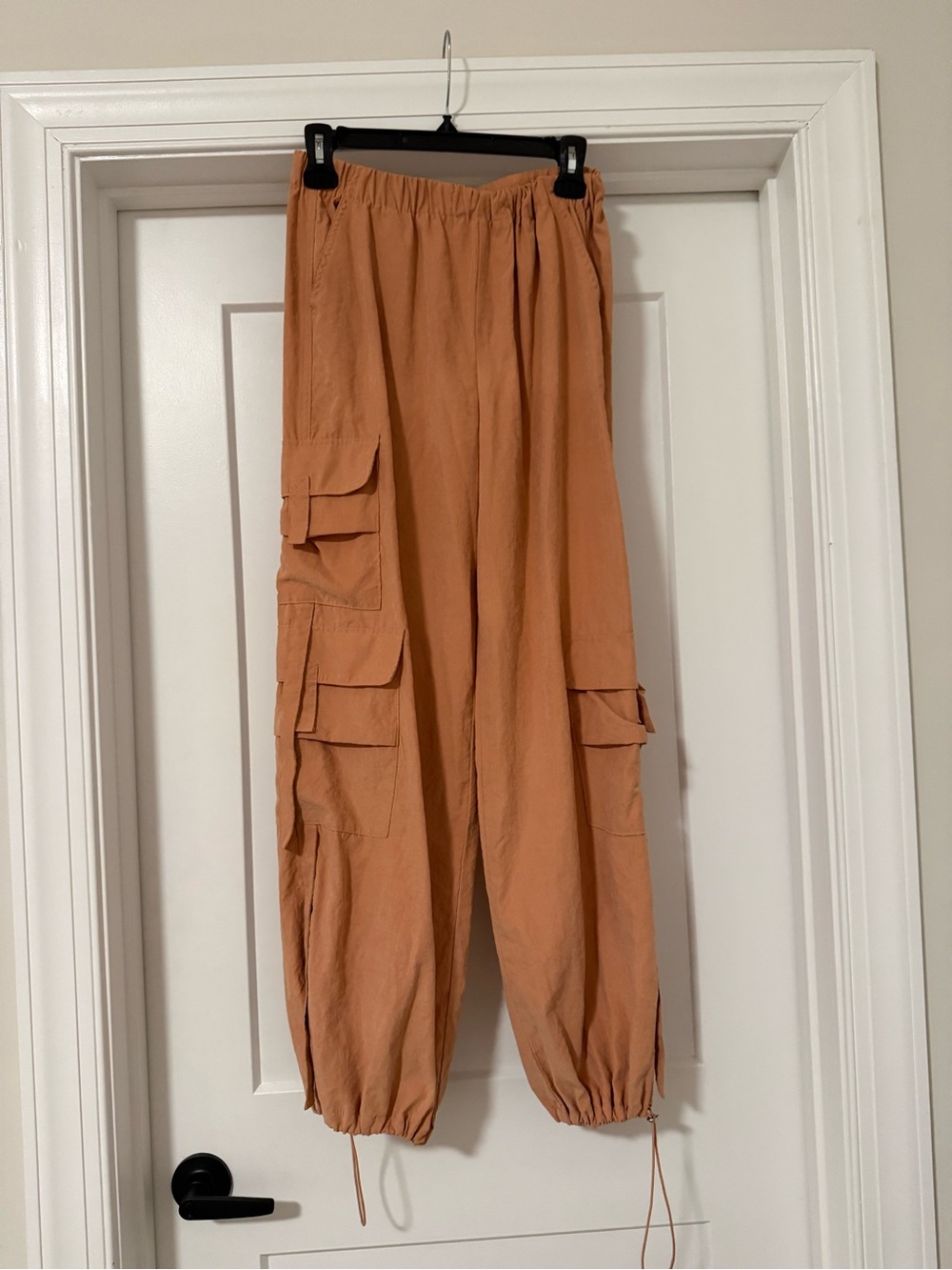 Womens Cargo Jogger Pants in Rust Orange